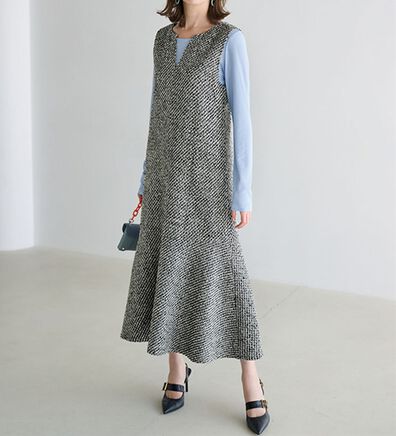 RANAN（ラナン）の「ツイード素材キーネックジャンパースカート（ジャンパースカート）」