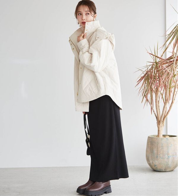 RANAN（ラナン）の「２ｗａｙボリューム袖ライトダウンキルティングアウター（ハーフコート）」｜詳細画像