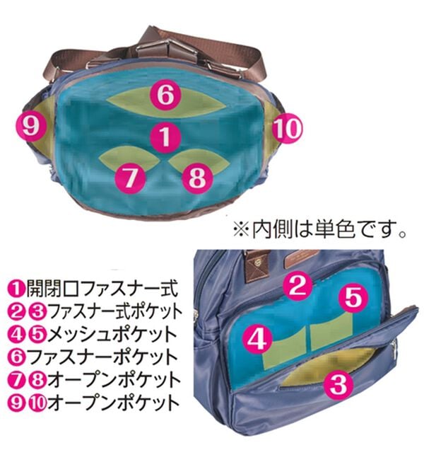 「整理収納アドバイザー監修１０ポケット軽量リュック（リュック）」｜詳細画像
