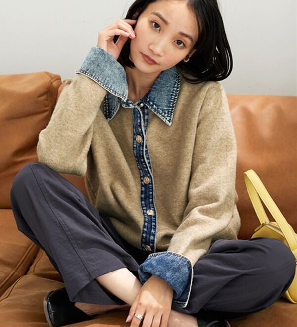 BELLUNA（ベルーナ）の「デニム&times;ニット切替ジャケット（その他ジャケット）」｜詳細画像