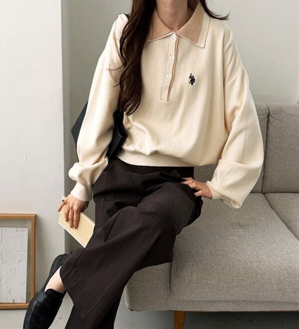 GeeRA（ジーラ）の「【U.S. POLO ASSN.】バイカラーポロ衿ニット（ニット・セーター）」｜詳細画像