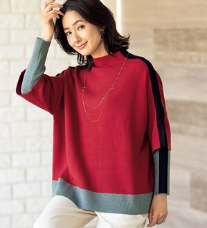 ルフラン（ルフラン）の「すっきり見えのライン配色ニット（ニット・セーター）」｜詳細画像