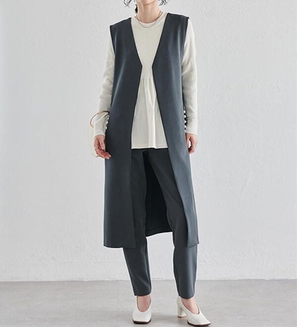 RANAN（ラナン）の「【セットアップ対応】パール調ビジュー付ロングジレ（ジレ）」｜詳細画像