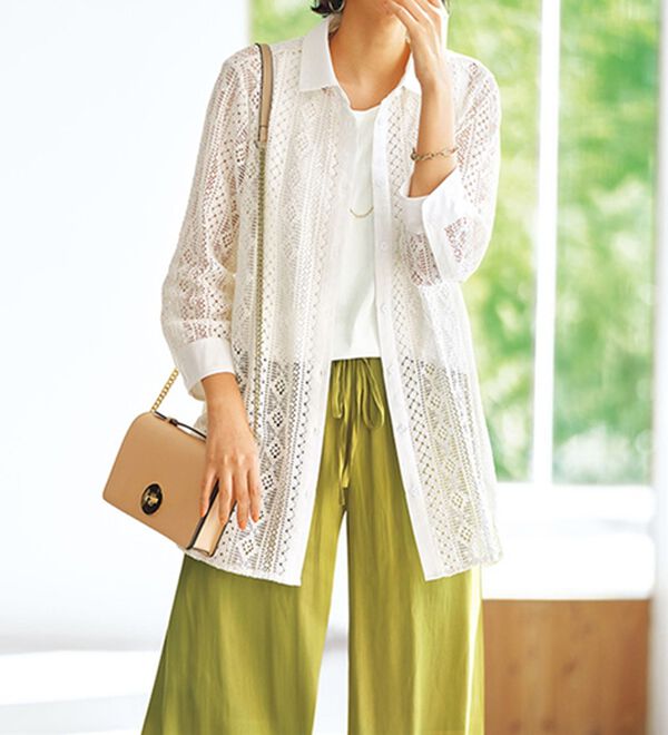 BELLUNA（ベルーナ）の「総レースデザインシャツチュニック（チュニック）」｜詳細画像