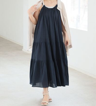 A HAPPY MARILYN（アハッピーマリリン）の「【Ｌ～６Ｌ】【風通るプレミアム】ティアード切替キャミワンピース（ロングワンピース）」