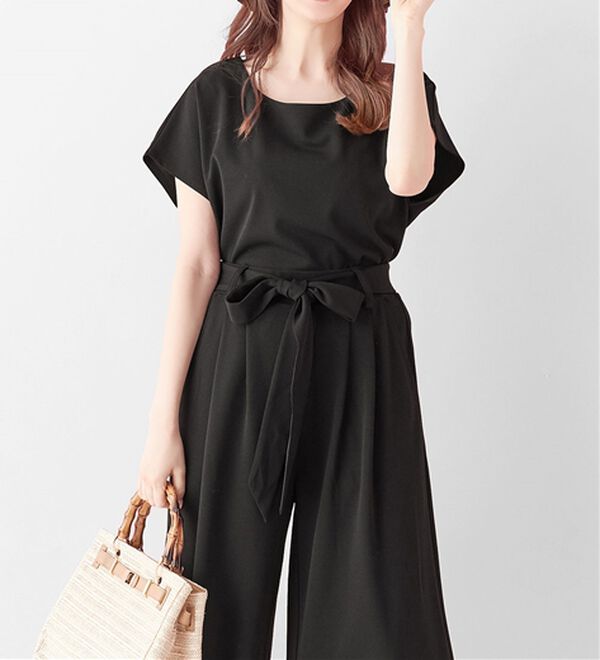 alotta（アロッタ）の「【２点セット】ひんやり涼しいこなれセットアップ（セットアップ）」｜ブラック