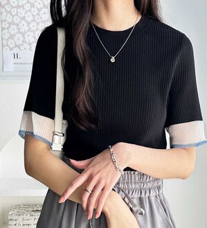 GeeRA（ジーラ）の「『ドラマ着用商品』 袖口シアーリブニット（ニット・セーター）」｜詳細画像