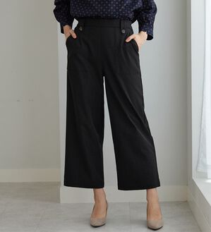 BELLUNA（ベルーナ）の「《快適Ｌａｂ．》サラもち！快適ビンテージ調素材ワイドパンツ（ワイドパンツ・ガウチョ）」｜黒