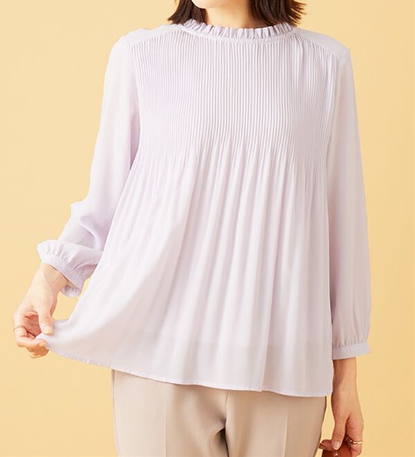 BELLUNA（ベルーナ）の「【新色追加】〈セレモニースタイル〉細プリーツデザインブラウス（ブラウス）」｜詳細画像