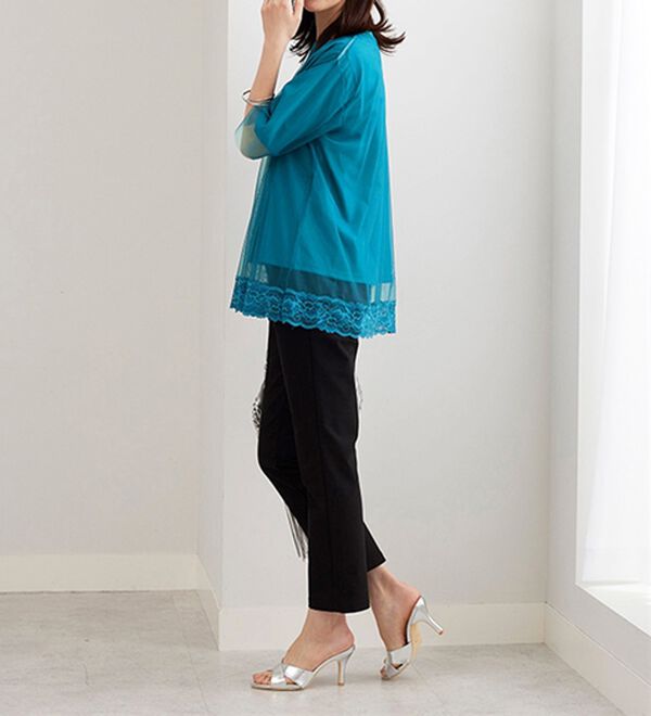 BELLUNA（ベルーナ）の「チュール重ね裾レースデザインプルオーバー（カットソー）」｜詳細画像