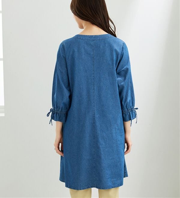 BELLUNA（ベルーナ）の「胸元レースアップデニムワンピース（その他ワンピース）」｜詳細画像