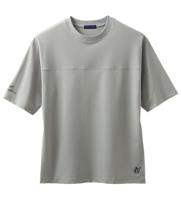 「＜コムルヴァン・オム＞ゆったりサッカー素材Ｔシャツ（メンズＴシャツ）」｜グレー