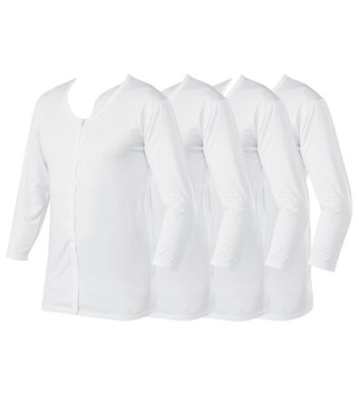 「【４枚組】抗菌防臭・マイクロファイバー裏起毛あったかインナー４枚組（前開きシャツ）　前開き長袖（メンズ肌着・インナーウェア）」