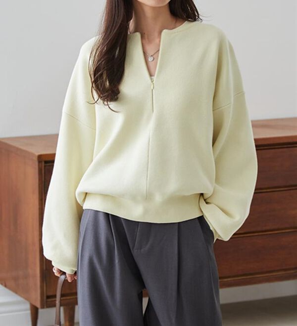 RANAN（ラナン）の「ハーフジップスウェットライクニット（ニット・セーター）」｜詳細画像