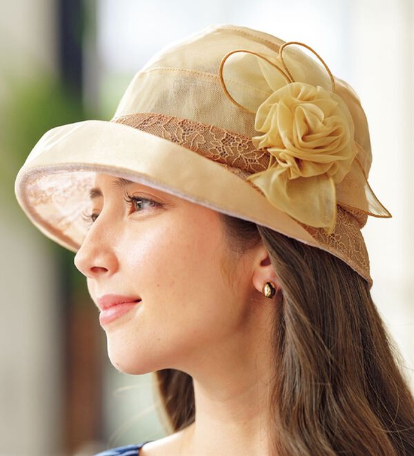 BELLUNA（ベルーナ）の「レース切替シルクオーガンジークロッシェ（帽子）」｜詳細画像