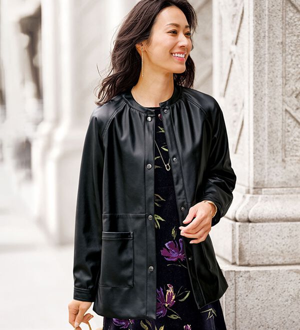 BELLUNA（ベルーナ）の「柔らかフェイクレザーポケット付ジャケット（その他ジャケット）」｜詳細画像