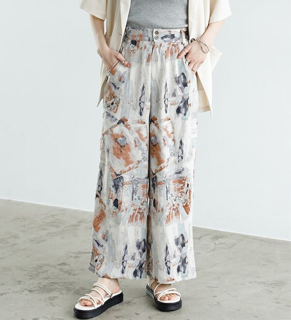 GeeRA（ジーラ）の「プリントリラックスワイドパンツ（フルレングスパンツ）」｜詳細画像