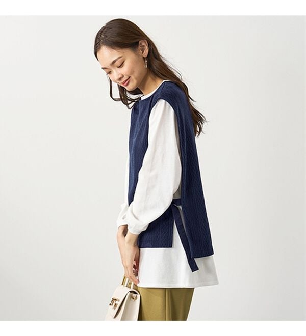 BELLUNA（ベルーナ）の「カットソージャカード素材ベストアンサンブル（アンサンブル）」｜詳細画像