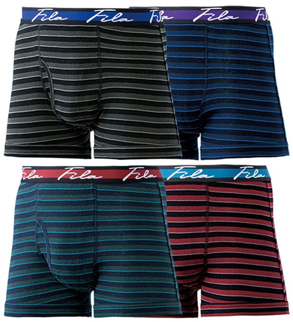 「【４枚組】＜フィラ＞ボーダー配色ボクサーパンツ（メンズボクサーパンツ）」｜4枚組