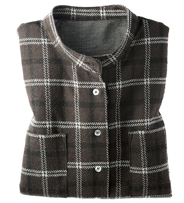 BELLUNA（ベルーナ）の「動きやすい！バンドカラーシャツチュニック（チュニック）」｜ブラウン系チェック