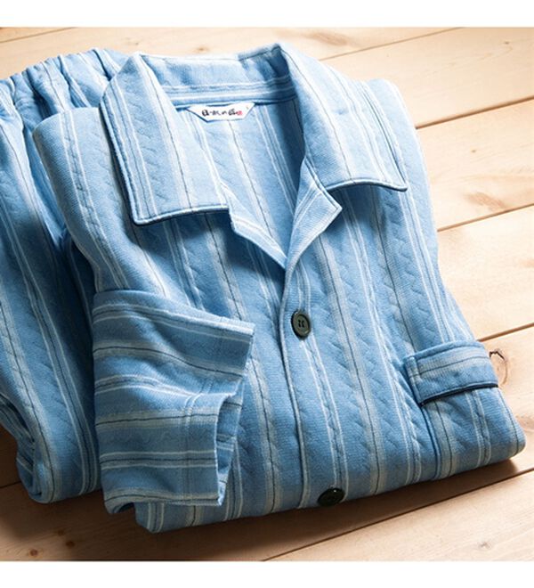 「【２着組】日本製　ふんわり柔らかニットキルトパジャマ（メンズルームウェア）」｜詳細画像