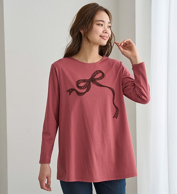 BELLUNA（ベルーナ）の「一枚で着映えるデコラＴ（長袖）（チュニック）」｜詳細画像