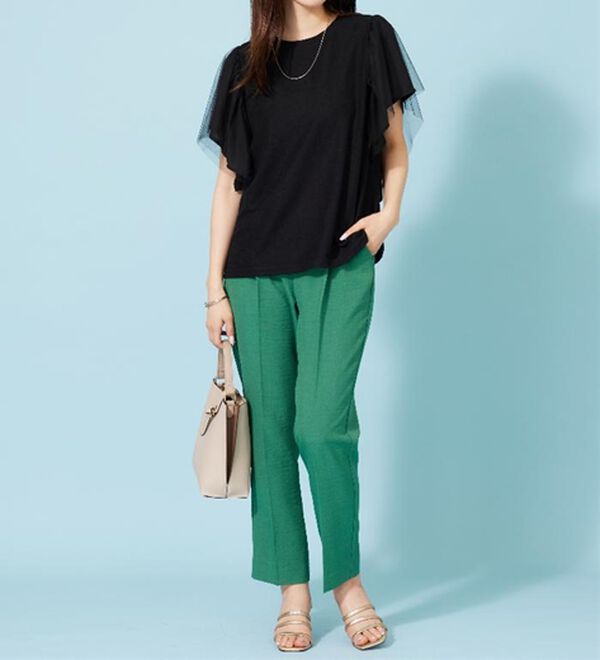 BELLUNA（ベルーナ）の「チュール使いフリル袖プルオーバー（カットソー）」｜詳細画像