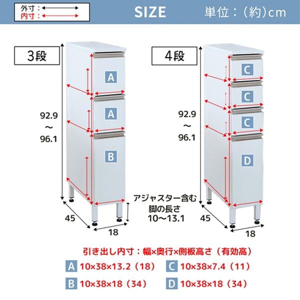 iellio（イエリオ）の「脚付すき間ランドリーワゴン（ランドリーラック・収納）」｜詳細画像