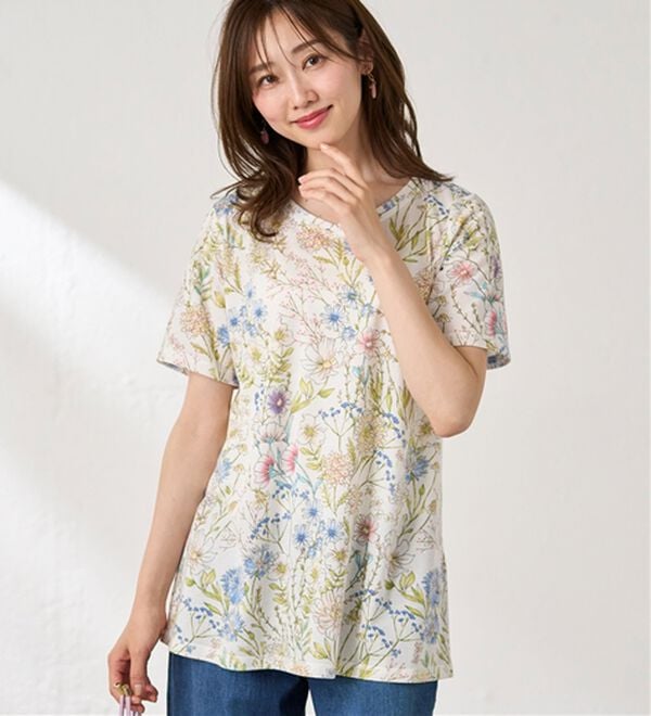 BELLUNA（ベルーナ）の「美人顔シルエット綿混プリントチュニック（チュニック）」｜詳細画像