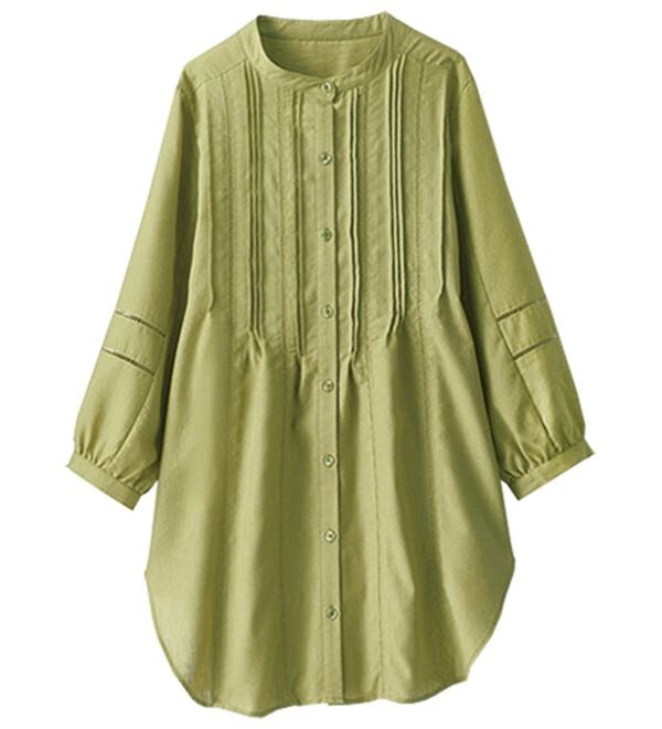 BELLUNA（ベルーナ）の「機能付リネン混ピンタック使いシャツチュニック（チュニック）」｜詳細画像