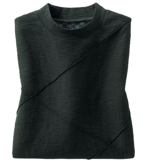 ルフラン（ルフラン）の「ひんやり綿１００％スラブカットソー（カットソー）」｜黒