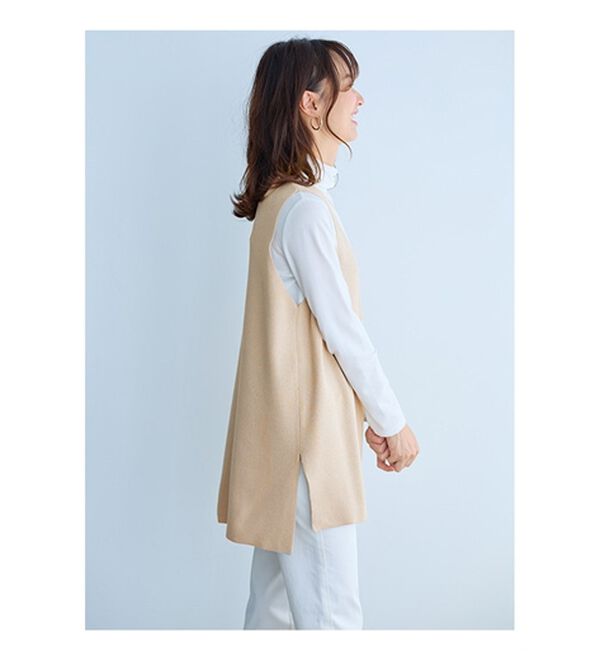 BELLUNA（ベルーナ）の「エコ素材シンプルロングニットベスト（ベスト）」｜詳細画像