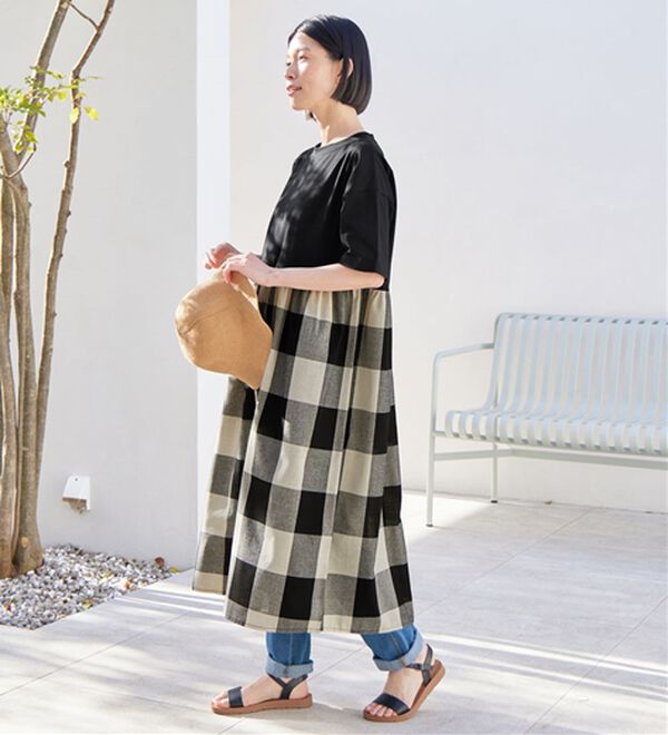 Viola e Viola（ヴィオラ エ ヴィオラ）の「さらひやりコーデ楽ちんドッキングワンピ―ス（ドッキングワンピース）」｜詳細画像