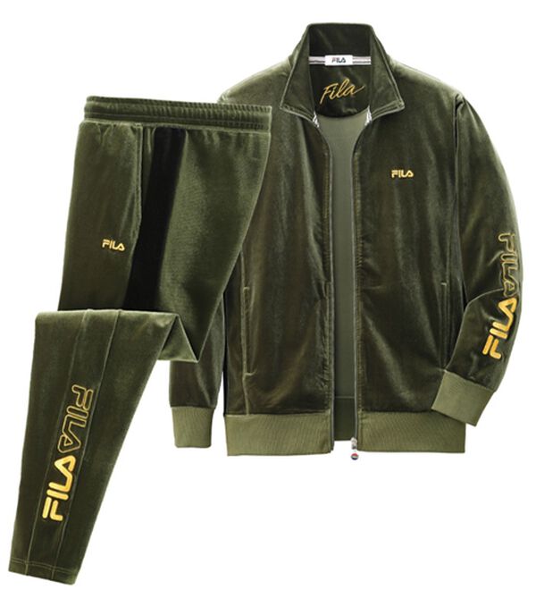 「＜フィラ＞大人の艶！ベロアアクティブスーツ（メンズスポーツウェア（トップス））」｜カーキ