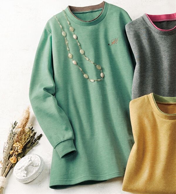 ルフラン（ルフラン）の「配色ロングプルオーバー（カットソー）」｜セージ