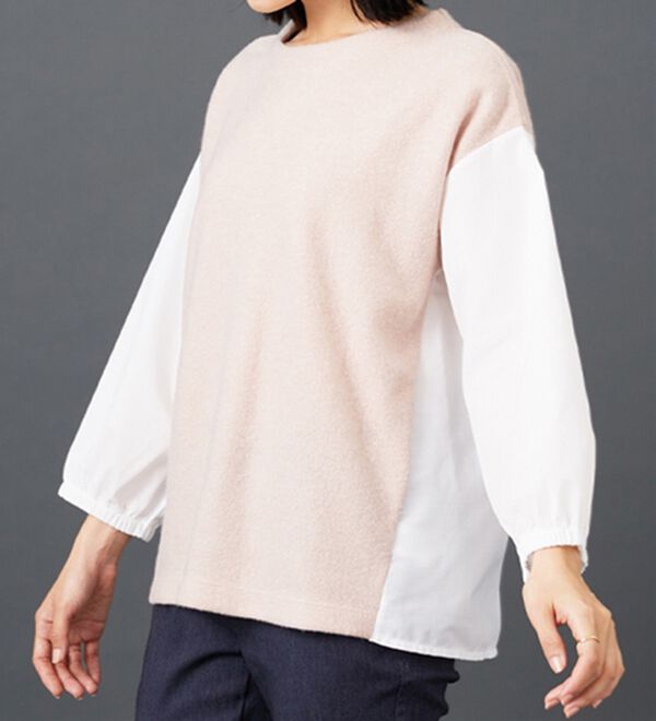 BELLUNA（ベルーナ）の「ラメ入り起毛素材シャツ切替プルオーバー（カットソー）」｜詳細画像