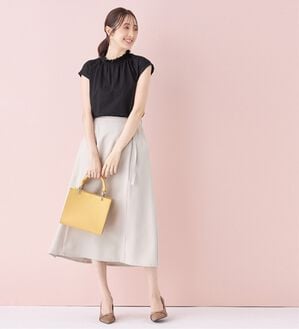 alotta（アロッタ）の「【接触冷感】フリル衿フレンチスリーブトップス（カットソー）」｜ブラック