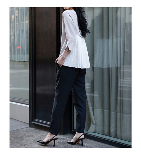 RANAN（ラナン）の「楽ちんキレイ見え！バックプリーツセットアップ（ブラウススーツ）」｜詳細画像