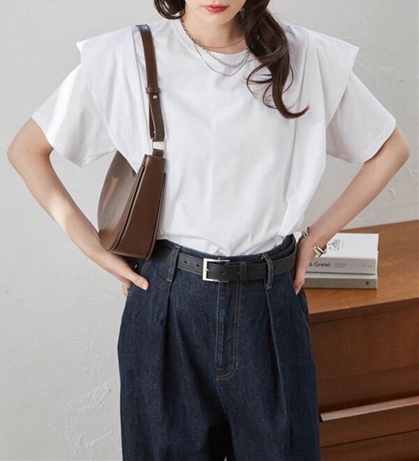 RANAN（ラナン）の「【ひんやり】華奢見えラッフルショルダーTシャツ（カットソー）」｜詳細画像