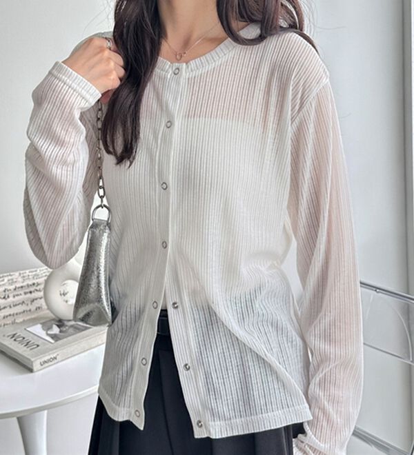 GeeRA（ジーラ）の「カーデにもなる前後２ＷＡＹシアーリブトップス（カットソー）」｜詳細画像