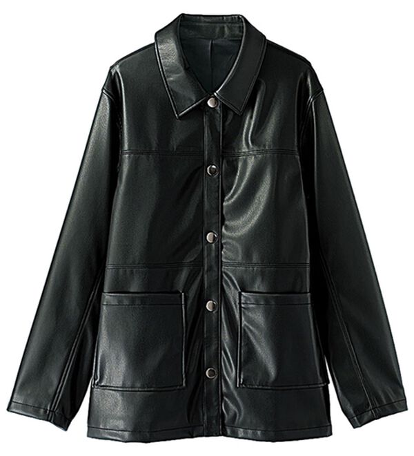 BELLUNA（ベルーナ）の「柔らかフェイクレザー衿付きジャケット（その他ジャケット）」｜詳細画像