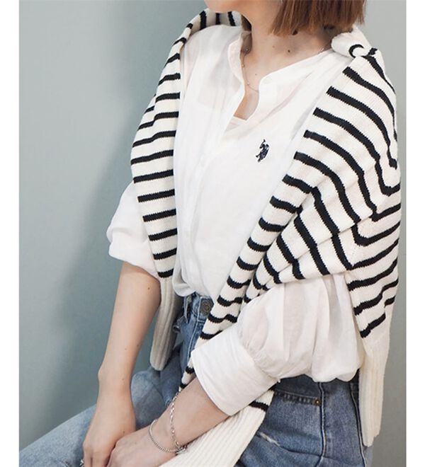 GeeRA（ジーラ）の「【Ｕ．Ｓ．　ＰＯＬＯ　ＡＳＳＮ．】バンドカラーシアーシャツ（シャツ）」｜詳細画像