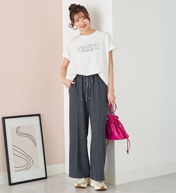 BELLUNA（ベルーナ）の「【ＰＯＬＯ　ＢＣＳ】裏毛素材センターシームワイドパンツ（フルレングスパンツ）」｜詳細画像