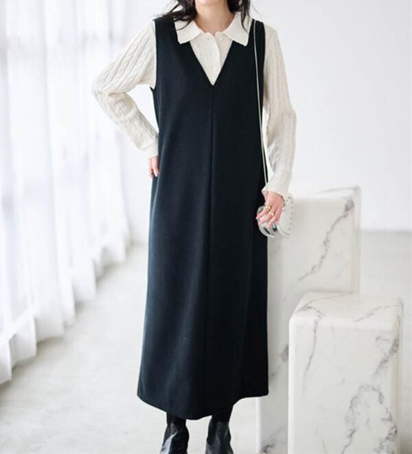 RANAN（ラナン）の「あったか裏ベロアニットコールジャンパースカート（ジャンパースカート）」｜詳細画像