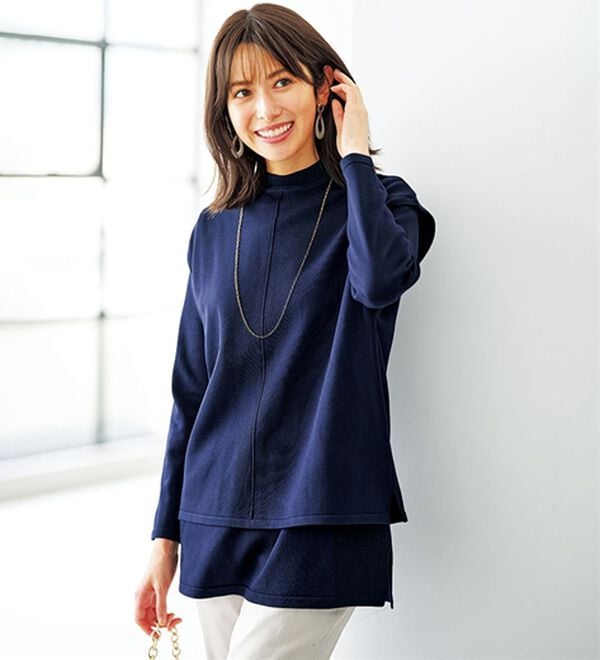 BELLUNA（ベルーナ）の「前後２ｗａｙベスト付ニットアンサンブル（アンサンブル）」｜ロイヤルブルー