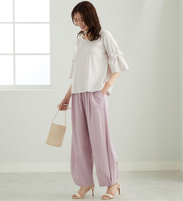 BELLUNA（ベルーナ）の「リボン付フレアー袖プルオーバー（カットソー）」｜詳細画像