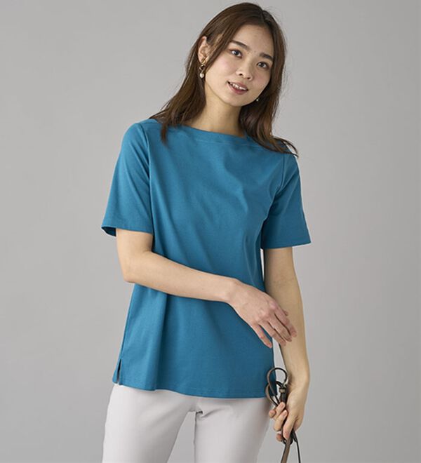 BELLUNA（ベルーナ）の「艶やか綿１００％シンプルプルオーバー（カットソー）」｜詳細画像