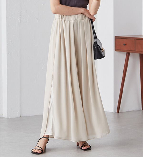 RANAN（ラナン）の「ひんやり！サイドスリットシフォンパンツ（フルレングスパンツ）」｜詳細画像