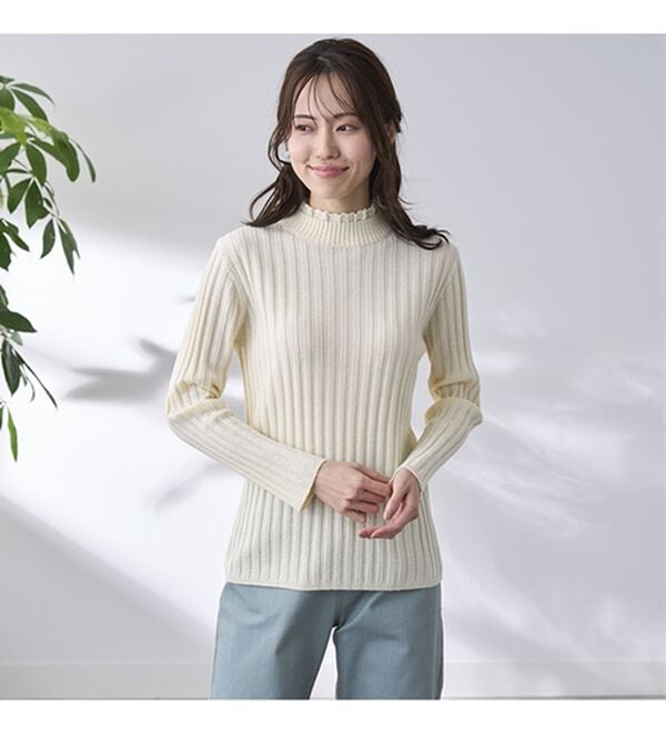 BELLUNA（ベルーナ）の「ウール入りウォッシャブルセーター（ニット・セーター）」｜詳細画像