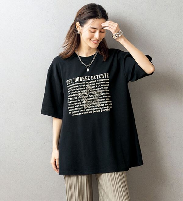 ルフラン（ルフラン）の「ちょいクール大人スタッズＴシャツ（Tシャツ）」｜詳細画像